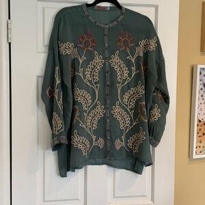 Johnny Was Sage Green Top